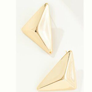 Anthropologie 3D Gold Pyramid Earrings